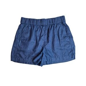 J. Crew Navy 100% Linen Shorts Natural Fiber Summer Minimalist Classic Size S